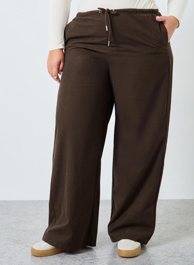 Styli Plus Size Women Brown Wide Leg Trousers - Image 2